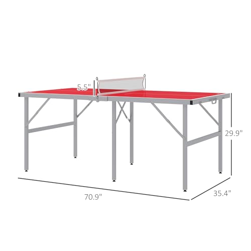 Soozier-Mini-Ping-Pong-Table-Set-for-Outdoor-and-Indoor-Foldable-Table-Tennis-Table-with-Net-2-Paddles-3-Balls-Adjustable-Feet-Easy-Assembly-Red Soozier Mini Ping Pong Table Set for Outdoor and Indoor Foldable Table Tennis Table with Net 2 Paddles 3 Balls Adjustable Feet Easy Assembly Red