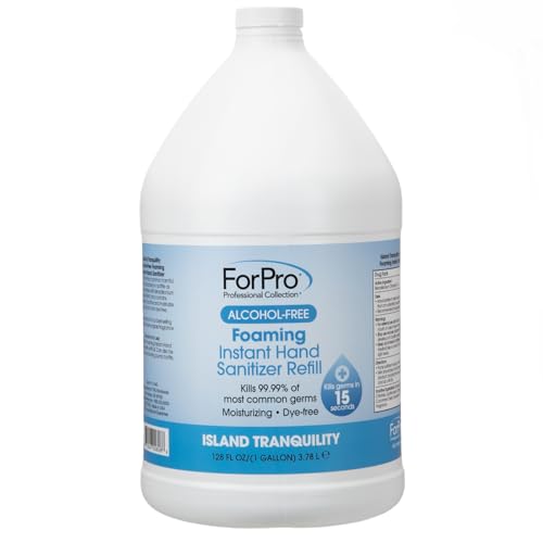 Image of ForPro Alcohol-Free Foaming Instant Hand Sanitizer, 1 Gallon (128 fl oz) Refill - Moisturizing, Dye-Free Formula, Island Tranquility Scent