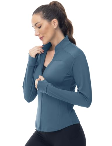 Gopune Women's Workout Athletic Jacket Lightweight Zip Up Yoga Slim Fit Tops with Pockets