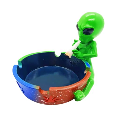 Yblenic Ash Tray Cool Ashtrays for Cigarettes, Alien Fantasy Ashtray Decor for Home Office, Ornament Gift (Green new, ALIEN)