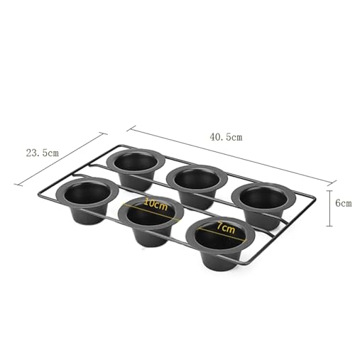 Yokawe Teglia popover a 6 scomparti per cottura al forno, muffin e cupcake, ideale per forno, perfetta per muffin, torte budini e altro ancora, nero - immagine 3