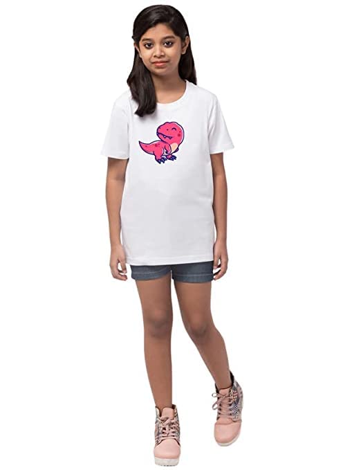 Image of T-Shirt Combo for Boys and Girls Half Sleeves Animal Print Modern New Casual Round Neck Cotton Regular Fit White