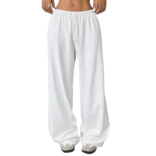 Pantalon long et large femme jambe droite avec cordon de serrage