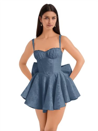 Stanjiehu A Line Satin Jacquard Homecoming Dresses Short Dusty Blue 0
