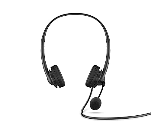 Image of HP Stereo Wired On Ear Headphones with Mic USB G2 with Vegan Leather Earcups, Flexible 3.5Mm Audio Jack, Laptop /Pc /Office /Home Use, in-Line Volume Control / 1 Year Warranty