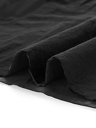 Allegra K Women's Short Sleeve Collared Cropped Coverall Button Down Tie Waist Cotton Cargo Jumpsuit X-Large Black #TOP5
