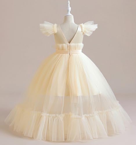 Satin Flower Girl Dress Girls A-Line Ruffle Sleeve Dresses Girl Formal Tulle Dress for Wedding Party Birthday4