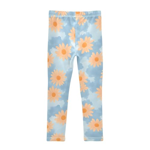 Orange Daisy Tie Dye Girls Leggings Soft Stretch Workout Yoga Dance Pants for Kids Casual Tights2