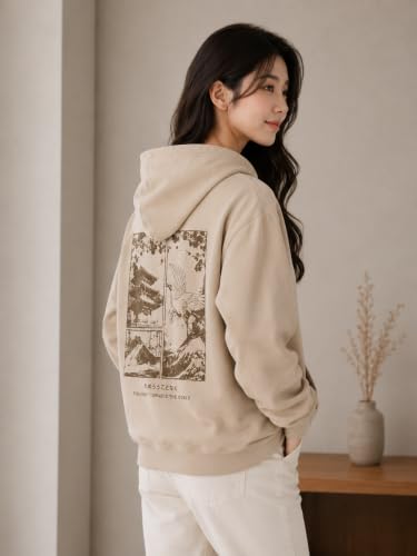 Image of Women's Oversized Hoodie Sweatshirt | Graphic Back Print Hooded Pullover | Long Sleeve Fleece Hoodie with Kangaroo Pocket | Casual Winter Wear