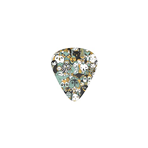 フクロウの群れ デザインギターピック guitar pick ティアドロップ型 エレキギター/アコースティックギター/クラシックギター/ベース等の練習に最適な12枚セット