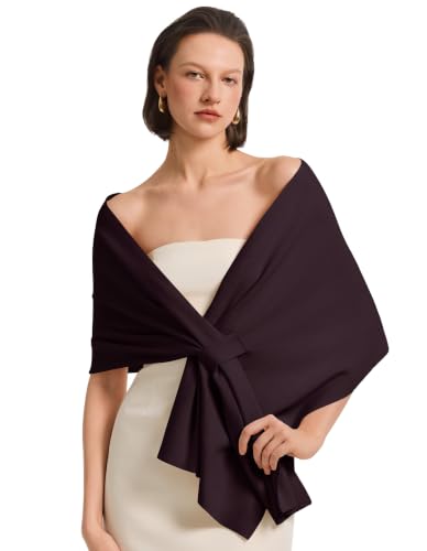 PULI Women Pashmina Shawl Wraps for Evening Dress Bridal Scarf Burgundy
