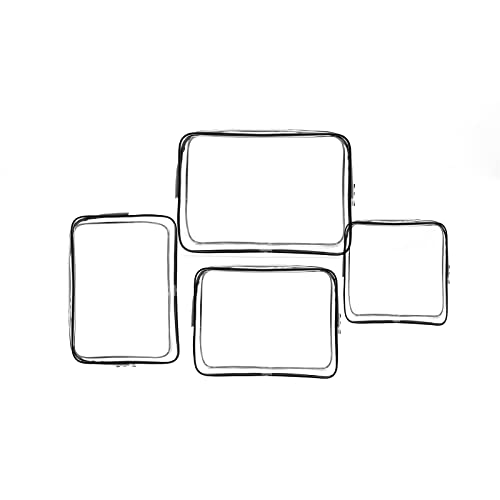 Patu Transparent Travel Toiletry Bag, Standing Waterproof Clear Pouch, Portable Shaving Washing Kits Organizer, Tsa Approved Personal Care Trip Case, Pack Of 4 Sizes (S Plus/M/L/Xl), Black #TOP2