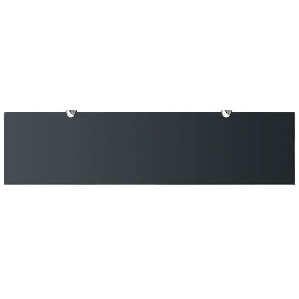 2 estanterías flotantes, 80 x 20 x 0,8 cm, para baño, estantes flotantes, estantes de cristal para sala de estar, baño, estante de pared de cristal, color negro, cristal de seguridad endurecido