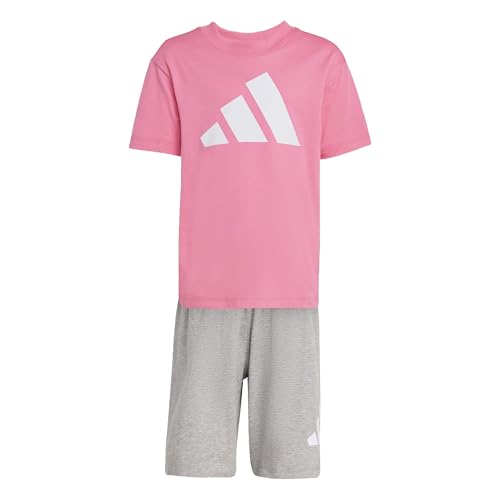 adidas Unisex Kinder ESSENTIALS T-SHIRT SET, pink fusion/white, 7-8 Years