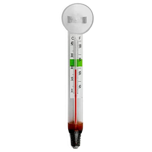 Glass Aquarium Thermometer with Safe Zone Section and Suction Cup for Tropical Freshwater and Marine Saltwater Aquariums