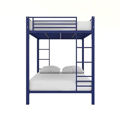 Image of Metal Bunk Bed for Adults and Kids, Sturdy Steel Frame with Guard Rails (3 X 6 Ft) | Blue Finish | Space Saving Design | DIY Assembly for Home and Bedroom