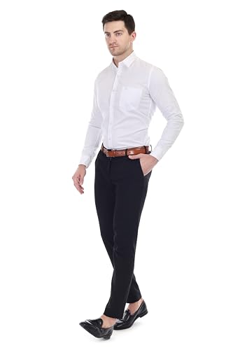 Image of Men's Solid Cotton Blend Formal Shirt with Pocket | Plain Design with Spread Collar & Full Sleeves - Regular Fit (Pack of 2)