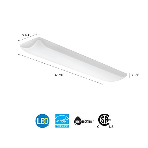 Image of Lithonia Lighting FMLL 9 30840 4-Foot 4000K LED Low Profile Lightpuff with White Acrylic Diffuser, 3074 Lumens, 120 Volts, 35 Watts, Damp Listed, White