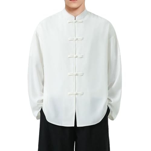 Chemise en lin homme style chinois en tissu respirant et coupe ample décontractée