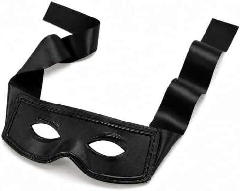 Faux Leather Burglar Masquerade Mask - Bank Robber Thief Costume Black Mask