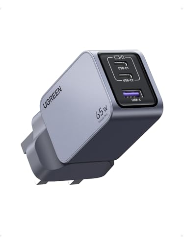 UGREEN Nexode Pro 3-Port 65W USB C Charger, Type-C Fast Wall Charge Plug GaN Laptop Charging Adapter Compatible for MacBook Air, HP/Dell/Lenovo, iPad, iPhone 17/16 Pro Max, Galaxy S25/S24U, Xiaomi