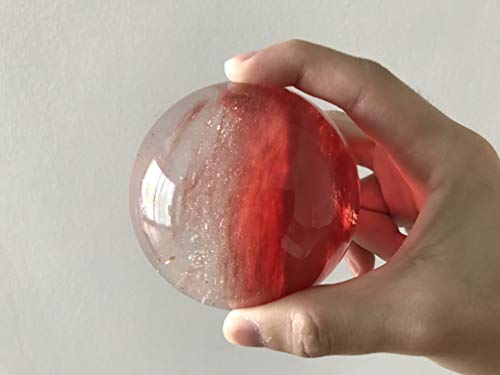 Shelftify Beautiful Rare Red Quartz Crystal Ball - Perfect for Decoration and Photography - 8cm. in Diameter + Stand