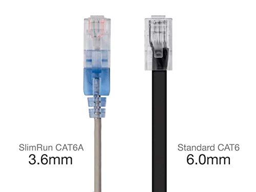 Image of Monoprice Cat6A 2ft Gray 10-Pk Patch Cable UTP 30AWG 10G Pure Bare Copper Snagless RJ45 SlimRun Series Ethernet Cable