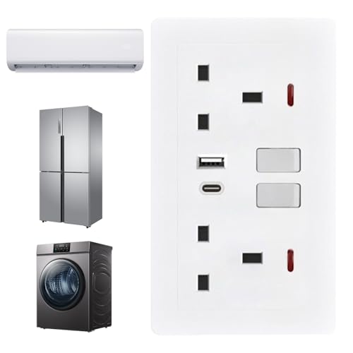 Amesor Enchufe de Pared,Alargador de Enchufes | Adaptador y Conversor de Carga con Extensión de 2 Puertos para Casa Cocina Exterior Dormitorio Oficina Residencia Universitaria