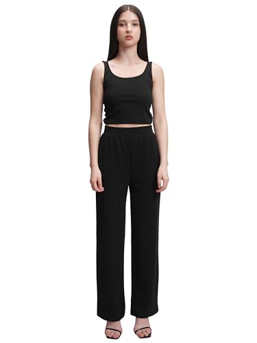 Image of Tokyo Talkies Chic Crop Top & Drawstring Trousers Co-ord Set | Shoulder Strap | Stylish | Perfect for Casual Outings & Vacations | Women Co-Ord Set | Co ord set for women