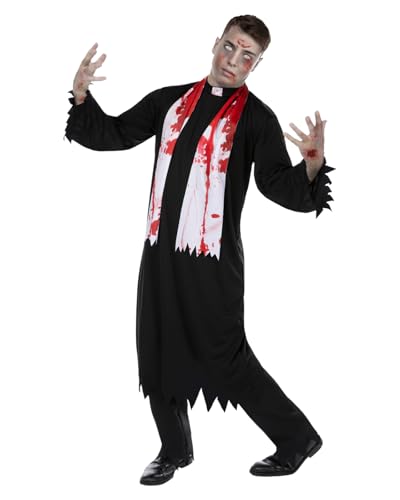 Funidelia Disfraz de cura zombie para hombre, Incluye túnica y estola, Muerto Viviente - Traje para adultos para fiestas, Carnaval y Halloween - Talla L