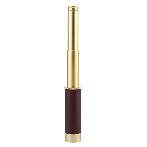 Luneta Retrátil Retrô Monóculo Telescópio Dourado Fosco Zoom 25x30mm + Leço + Bolsa - 33 Cm