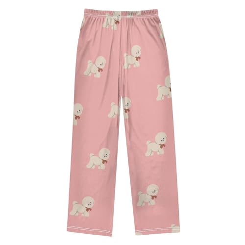 Bichon Frise Boys Pants Boys Athletic Pants Long Pant for Boywith Pockets Wide-Leg Size 6-14Y2