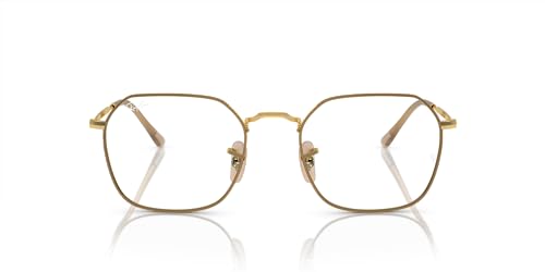 Ray-Ban RX3694V Jim Square Prescription Eyewear Frames, Beige On Gold/Demo Lens, 53 mm