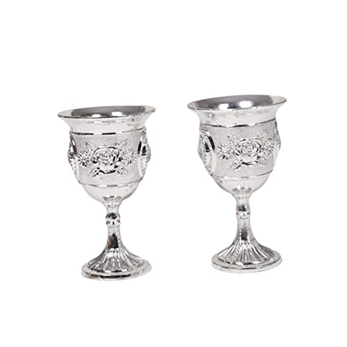GRIRIW Copa De Vino De Aleación De Zinc Con Diseño Incrustado Cáliz Tallado Para Licor Blanco Reutilizable y Resistente Para Bar Casa y Fiestas Color Plata Elegante