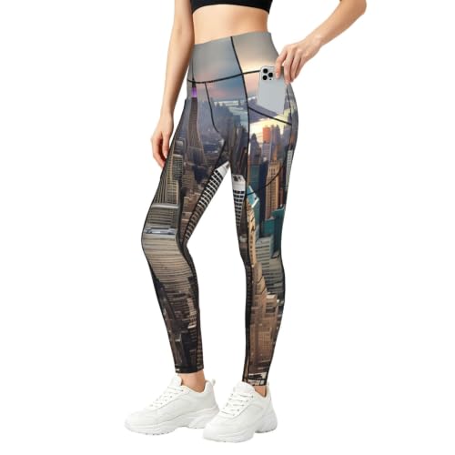 Leggings de entrenamiento New York opacos con elastano premium y doble bolsillo