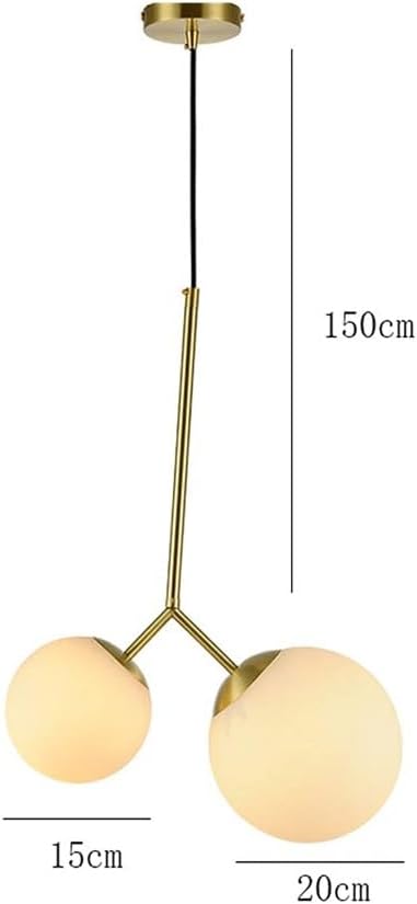 WINDALY Mid-Century Modern with 2 Adjustable Glass Globe Shades, Stylishd Light for Bedroom, Diniroom, and Kitchen Island Decor/White Light/a