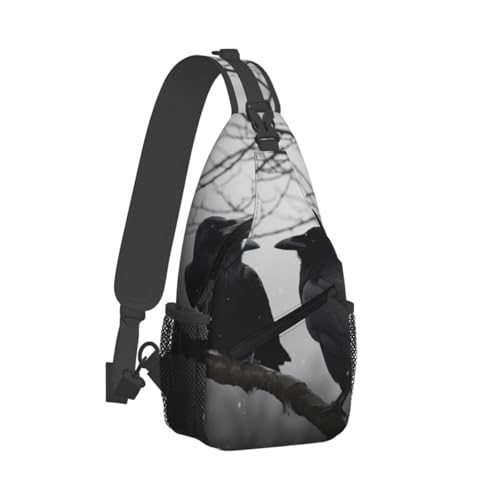 Bolso cruzado Crow Birds para hombre y mujer negro miniatura 2
