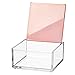 mDesign Small Plastic Cosmetic Storage Box with Decorative Hinged Lid, Mini Organizer Container for Vanity, Countertop, Cabinet - Holds Lipstick, Blush, Jewelry - Lumiere Collection - Clear/Rose Gold