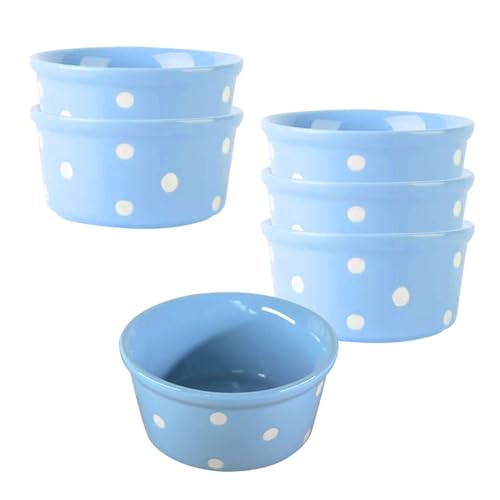 Lot de 6 ramequins bleus de 230 ml - Passe au four - Parfaits pour la crème brûlée et la friteuse à air comprimé - Bols polyvalents de cuisson et de service durables et élégants