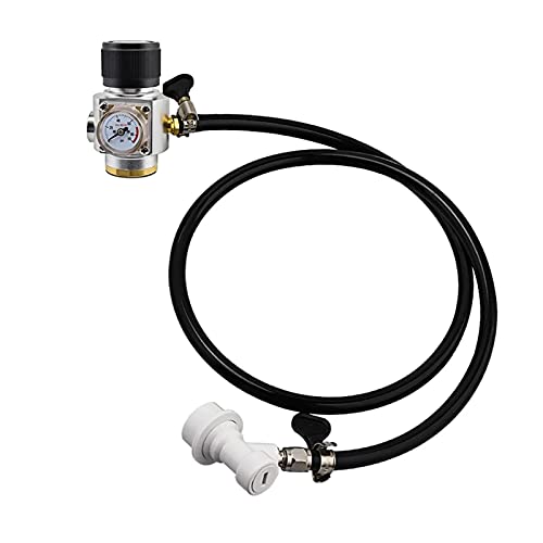 KELUNIS Ball Lock Gas Line Assembly with CO2 Regulator - 0-90 PSI Pressure Gauge, 3.28Ft Length CO2 Tubing Hose for Soda Tank Corny Keg Dispenser