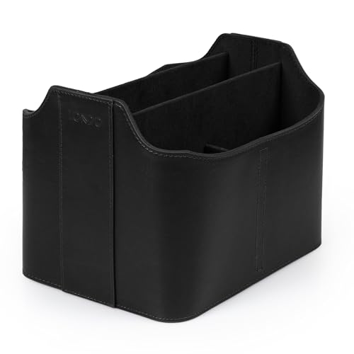 LONDO Leather Remote Control Organizer Caddy with Tablet Holder - 4 Pockets - Fits Apple TV, Roku, iPad