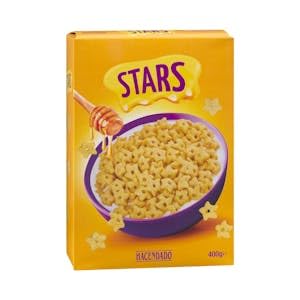 Cereales estrellas de maíz Stars Hacendado con miel Caja 400 g Pack 2