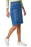 Roman Originals Cotton Denim Stretch Skirt for Women UK - Ladies Everyday Holiday Spring Summer Comfy Soft Evening Vacation Work Party Knee Length - Washed Denim - Size 16