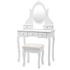 SONGMICS Make-uptafel met 5 laden (incl. 2 onderdelen), kaptafel met spiegel en kruk, make-uptafel met kantelbeveiliging…
