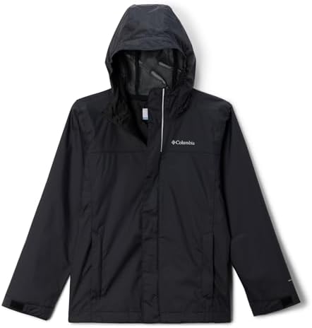 Columbia Youth Boys Watertight II Waterproof Rain Jacket, Black, Small