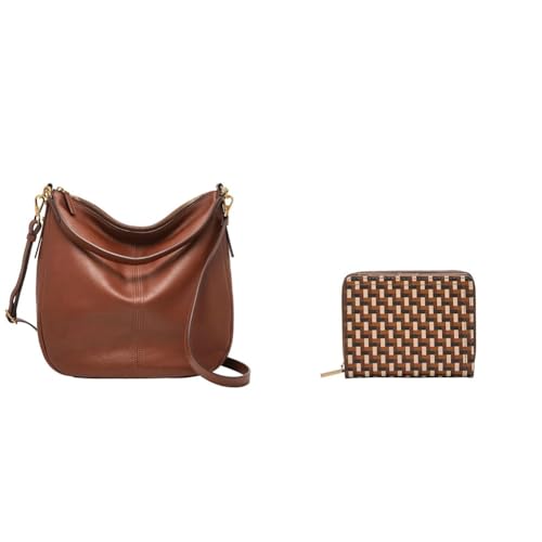 Coffret cadeau Fossil femme avec sac en cuir marron Jolie et son portefeuille assorti Logan