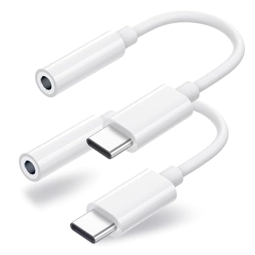 Duyasurs 2 Pack USB C to 3.5mm Headphone Jack Adapter, USB C to Aux Audio Dongle Cable Cord Compatible with iPhone 17/16/15 Pro/15 Pro Max, iPad Pro, MacBook, Samsung S21-24, Pixel 7/6/5