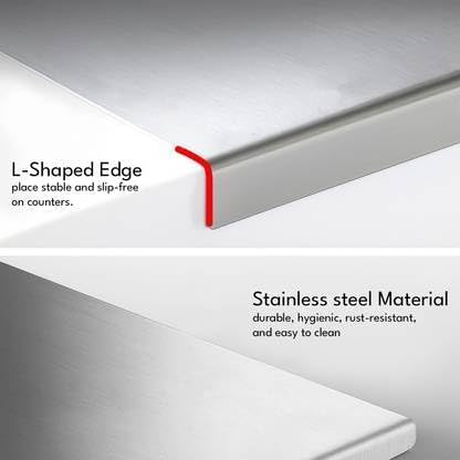 Image of 304 Stainless Steel Cutting Board for Kitchen Large | Countertop Steel Chopping Board with Lip | Heavy Duty Vegetable Cutting Board | Rust-Proof Steel Chopper Board for Kitchen Use (35 * 31)