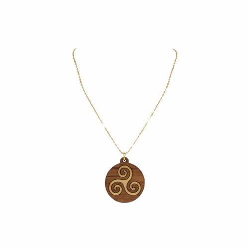 Pendentif Triskel celtique en bois de buis idée cadeau artisanale pour homme et femme