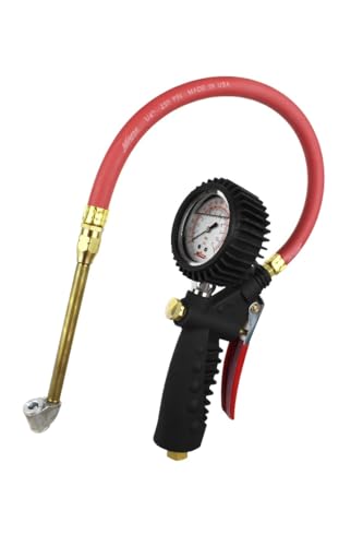Milton Industries S-576A Milton Pro Analog Pistol Grip Inflator Gauge Dual Head Chuck and 15 Hose 160 psi